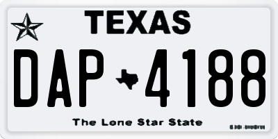 TX license plate DAP4188