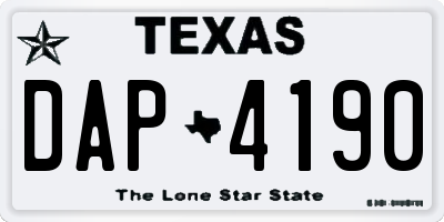 TX license plate DAP4190