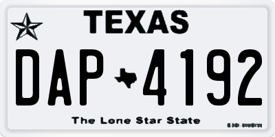 TX license plate DAP4192