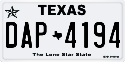 TX license plate DAP4194