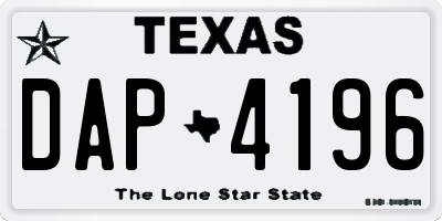 TX license plate DAP4196