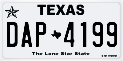 TX license plate DAP4199