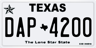 TX license plate DAP4200