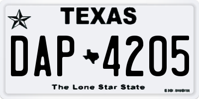 TX license plate DAP4205