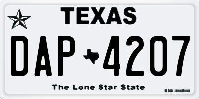 TX license plate DAP4207
