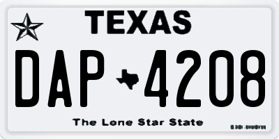TX license plate DAP4208
