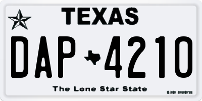 TX license plate DAP4210