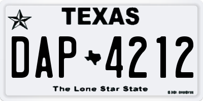 TX license plate DAP4212