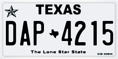 TX license plate DAP4215