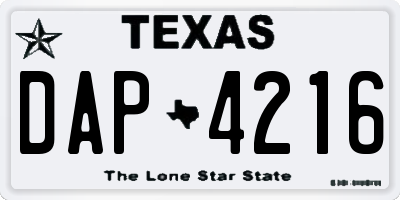 TX license plate DAP4216