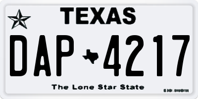 TX license plate DAP4217