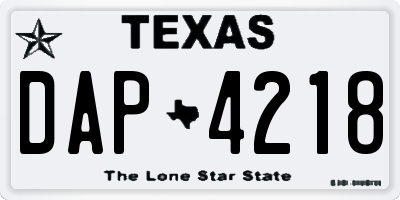 TX license plate DAP4218