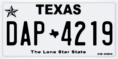 TX license plate DAP4219