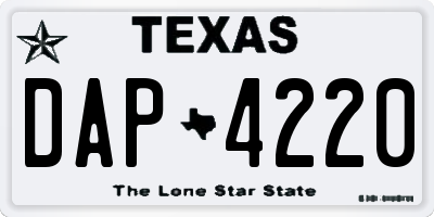 TX license plate DAP4220
