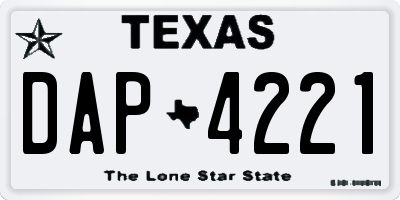TX license plate DAP4221
