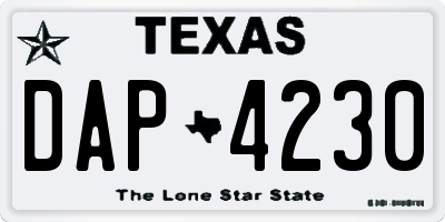 TX license plate DAP4230