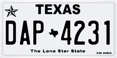 TX license plate DAP4231