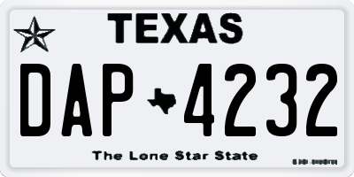 TX license plate DAP4232