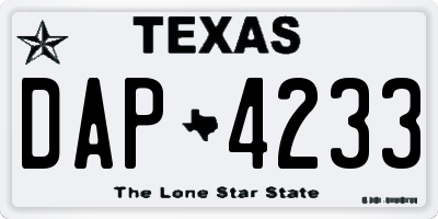 TX license plate DAP4233