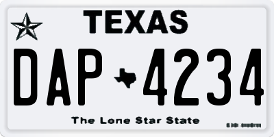 TX license plate DAP4234