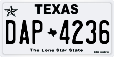 TX license plate DAP4236