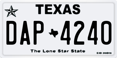 TX license plate DAP4240