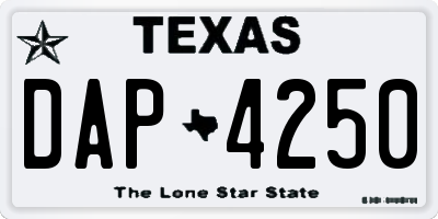 TX license plate DAP4250