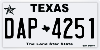 TX license plate DAP4251