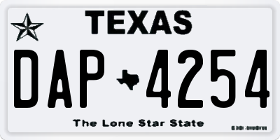 TX license plate DAP4254