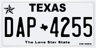 TX license plate DAP4255