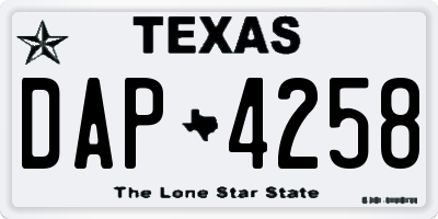 TX license plate DAP4258