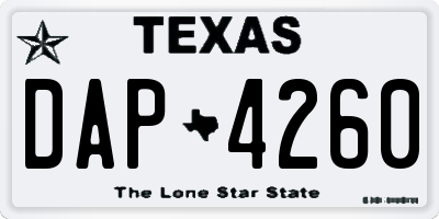 TX license plate DAP4260