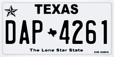 TX license plate DAP4261