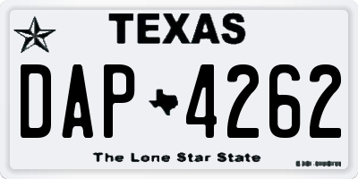 TX license plate DAP4262