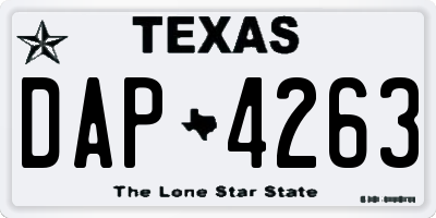 TX license plate DAP4263