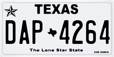 TX license plate DAP4264