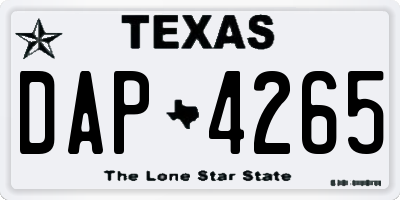 TX license plate DAP4265