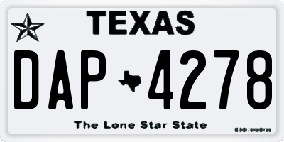 TX license plate DAP4278