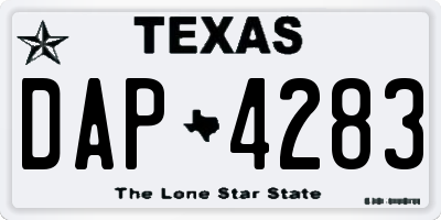 TX license plate DAP4283