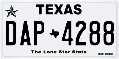 TX license plate DAP4288