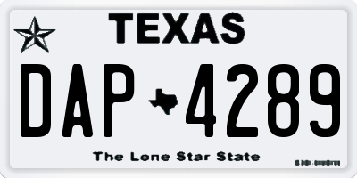 TX license plate DAP4289