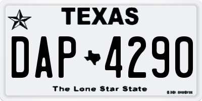 TX license plate DAP4290