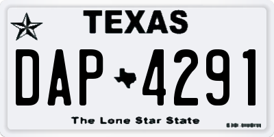 TX license plate DAP4291