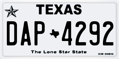 TX license plate DAP4292