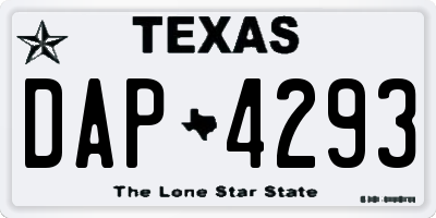 TX license plate DAP4293