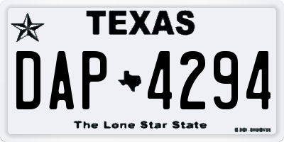 TX license plate DAP4294
