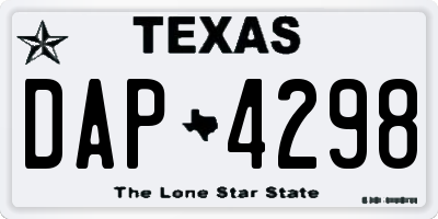 TX license plate DAP4298