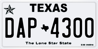 TX license plate DAP4300
