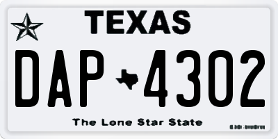 TX license plate DAP4302