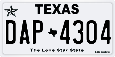 TX license plate DAP4304